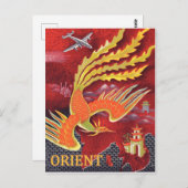 Carte Postale Orient, oiseau volant au-dessus du temple (Devant / Derrière)