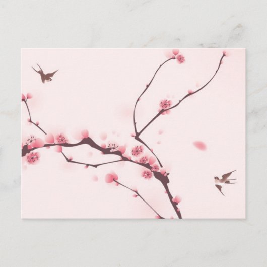 Carte Postale Oriental painting, cherry blossom (Devant)