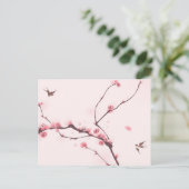 Carte Postale Oriental painting, cherry blossom (Debout devant)