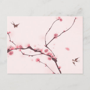 Carte Postale Oriental painting, cherry blossom