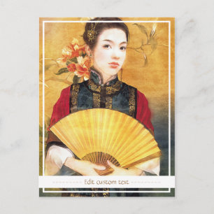 Carte Postale Orientale femme chinoise vibrante portrait magnifi