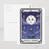 Carte Postale Orientation céleste - Sorcière regardant la lune (Devant / Derrière)