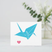 Carte Postale origami oiseau avec coeur (Debout devant)