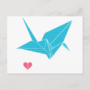 Carte Postale origami oiseau avec coeur