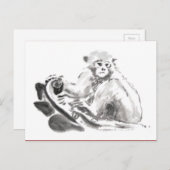 Carte postale originale du Singe année de peinture (Devant / Derrière)