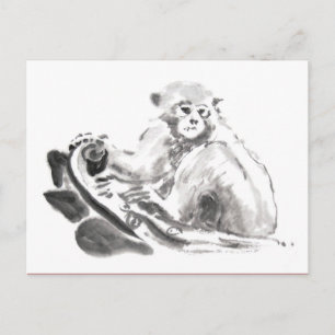 Carte postale originale du Singe année de peinture