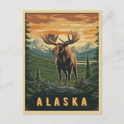Carte Postale Orignal d'Alaska - Vieille Sauvagerie (Devant)
