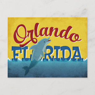 Carte Postale Orlando Florida Dolphin Retro Fun