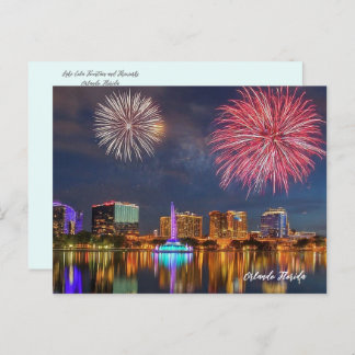Carte Postale Orlando Florida Lake Eola Fireworks & Fontaine