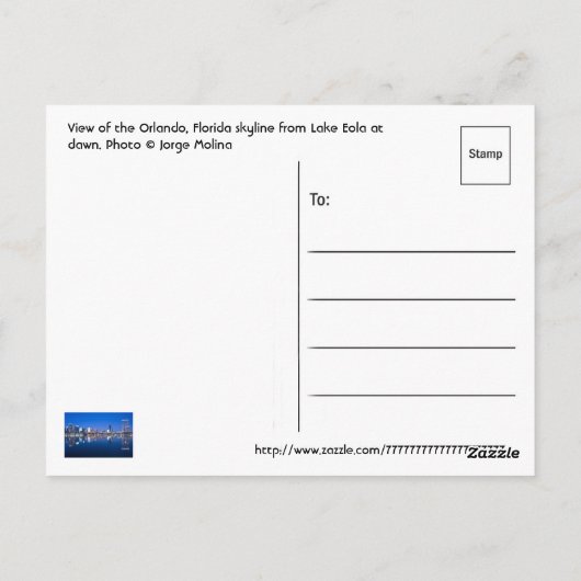 Carte Postale Orlando, Florida, U.S.A. (Dos)