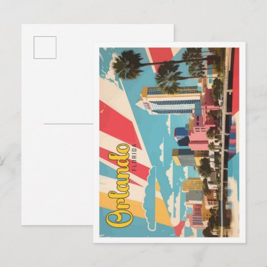 Carte Postale Orlando Floride Pop Art Voyage Illustration (Devant / Derrière)