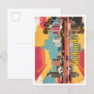 Carte Postale Orlando Floride Pop Art Voyage Illustration