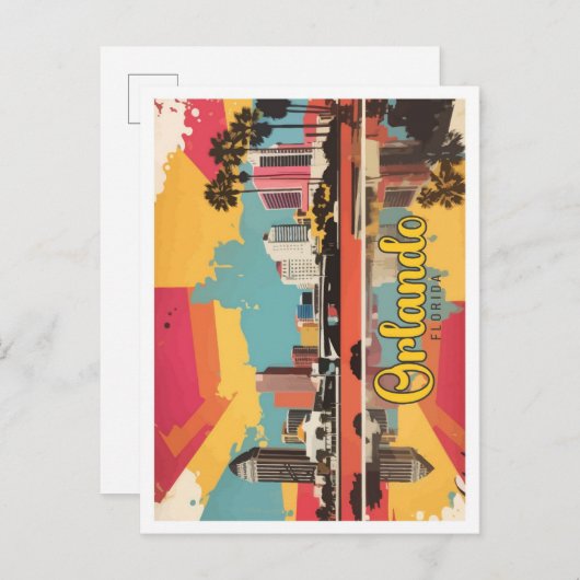 Carte Postale Orlando Floride Pop Art Voyage Illustration (Devant / Derrière)