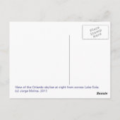 Carte Postale Orlando, Floride sur le lac Eola (Dos)