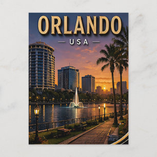 Carte Postale Orlando Lake Eola et vue panoramique du centre-vil