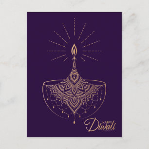 Carte Postale Ornament Lumière Dorée Heureux Diwali 