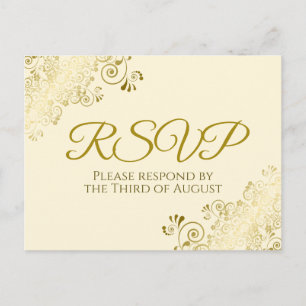 Carte Postale Ornate Gold Filigree Elegant Cream Wedding RSVP