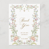 Carte Postale Orné Grace Pastel Blush Floral Mariage Merci (Devant)