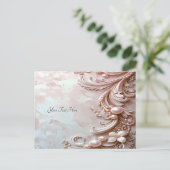 Carte postale ornée de perles roses et florale (Debout devant)
