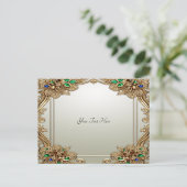 Carte postale ornée dorée élégante (Debout devant)