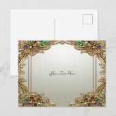 Carte postale ornée dorée élégante (Devant / Derrière)