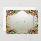 Carte postale ornée élégante en or (Devant / Derrière)