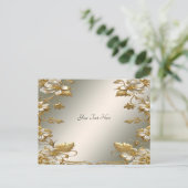 Carte postale ornée en or floral blanc (Debout devant)