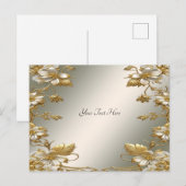 Carte postale ornée en or floral blanc (Devant / Derrière)
