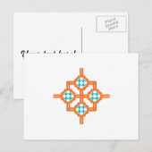 Carte Postale Ornement bleu orange (Devant / Derrière)