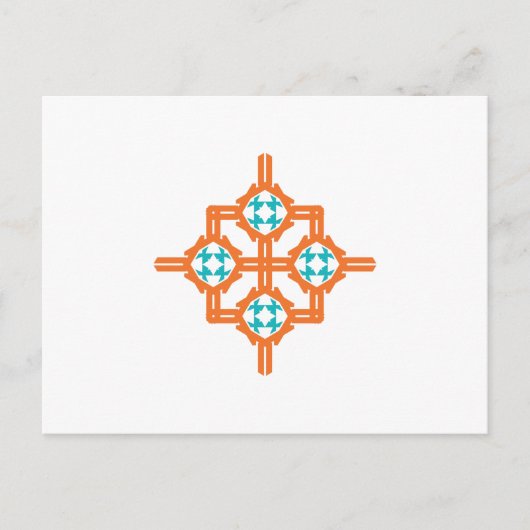 Carte Postale Ornement bleu orange (Devant)