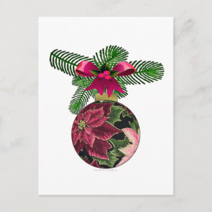 Carte Postale Ornement Bourgogne Poinsettia Rétro 50