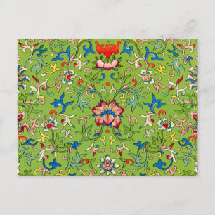 Carte Postale Ornement chinois vintage Owen Jones floral vert