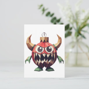 Carte Postale Ornement de démon monstre art de Noël effrayant