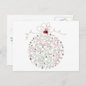 Carte postale ornement de Noël (Devant / Derrière)