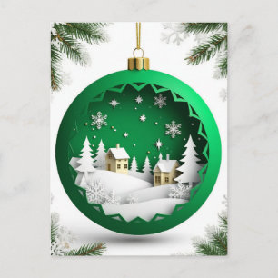 Carte Postale Ornement de Noël festif avec scène hivernale
