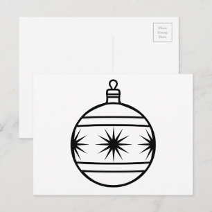 Carte Postale Ornement de sapin de Noël à colorier