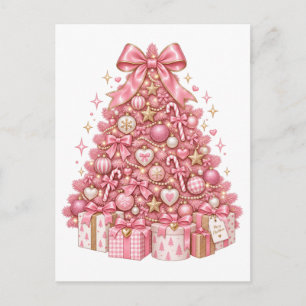 Carte Postale  Ornement de sapin de Noël rose   Coquette