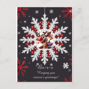 Carte Postale 🎄 Ornement Flocon de Neige de Cerf Mignon Festif
