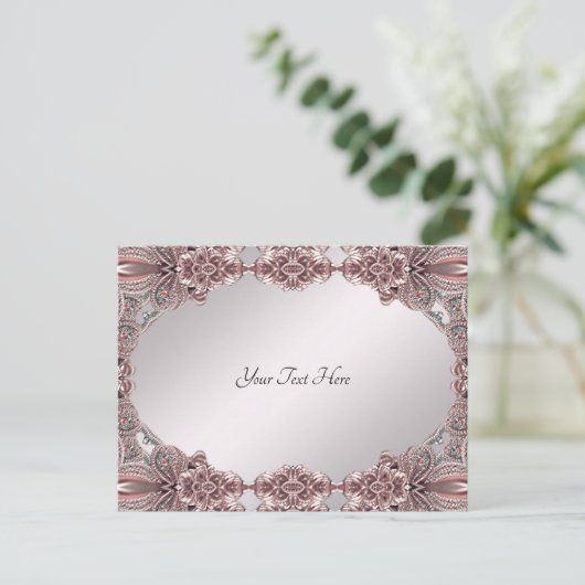 Carte postale ornementale rose (Debout devant)