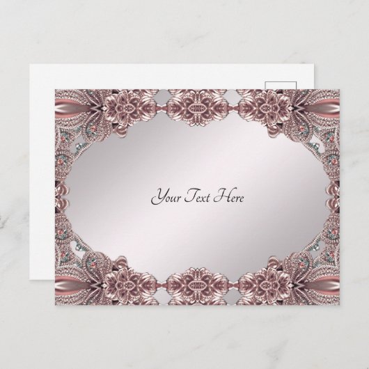 Carte postale ornementale rose (Devant / Derrière)