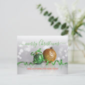 Carte Postale Ornements d'Arbre d'Or en Argent Vert Personnalisé (Debout devant)