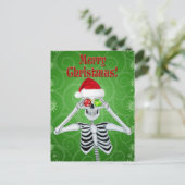 Carte Postale Ornements de chapeau de Père Noël squelette souria (Debout devant)