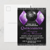 Carte Postale Ornements de Halloween violets noirs pour Quinceañ (Devant / Derrière)