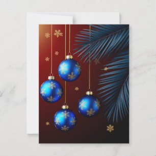 Carte Postale Ornements de Noël Bleus Élégants
