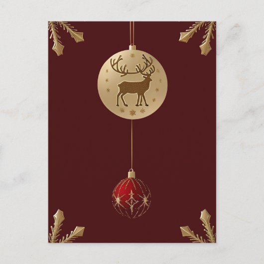 Carte Postale Ornements de Noël élégants (Devant)