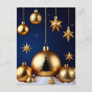 Carte Postale Ornements de Noël en or sur fond sombre