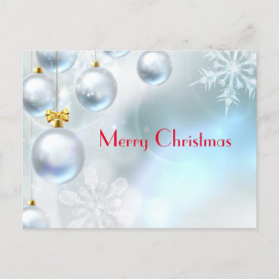 Carte Postale ornements de Noël et flocons de neige
