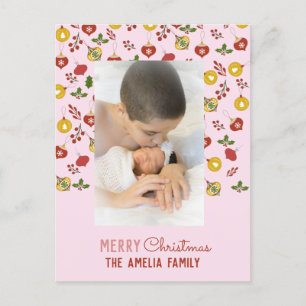 Carte Postale Ornements de Noël Fête Décorative Photo de Famille