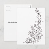Carte postale Ornements floraux noirs et blancs (Devant / Derrière)