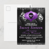 Carte Postale Ornements Halloween Violet Noir Sweet 16 (Devant / Derrière)